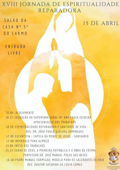 IRNSF realizam XVIII Jornada de Espiritualidade Reparadora a 15 de abril 