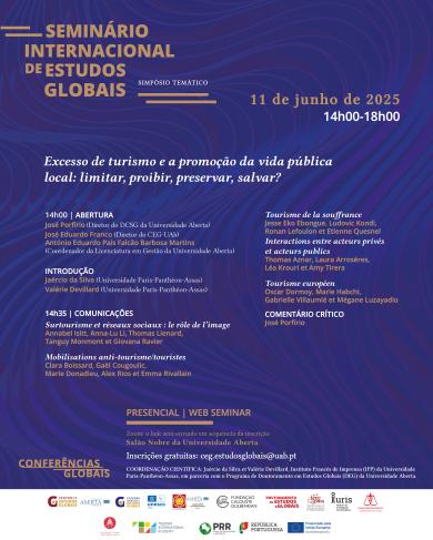 Projeto PPR TIA Univ. Aberta 11.06 Seminário «Excesso de Turismo e a Promoção da Vida Pública Local: limitar, proibir, preservar, salvar?»
