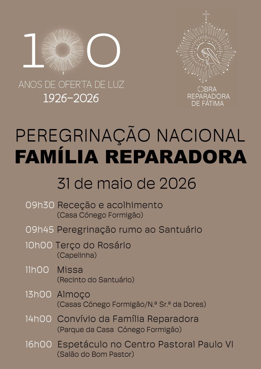 Leopoldina notícia - Centenário das Irmãs Reparadoras de NS de Fátima celebrado também com Peregrinação da Família Reparadora a Fátima  
