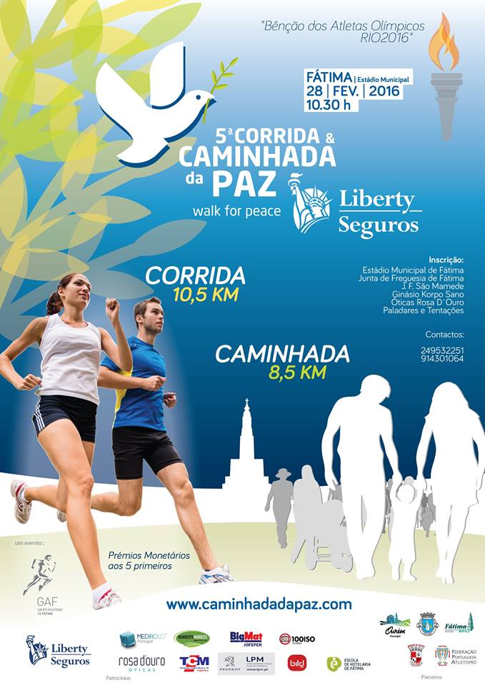 Leopoldina notícia - 5ª Corrida/Caminhada da Paz Liberty Seguros, em fevereiro, em Fátima